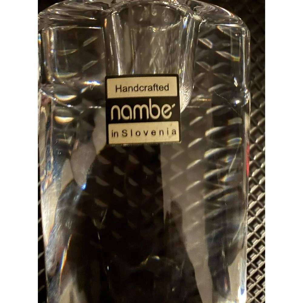 Nambe Crystal #5111 Taper Candle Holders Set of 2 Modern Sculptural Design